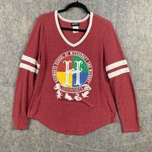 Harry Potter Womens Size XL Harry Potter Hogwarts Crest V-Neck Long Sleeve Shirt